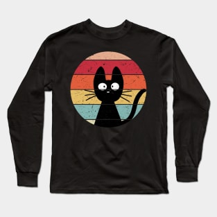 Retro Black Cat Lover Vintage Style Cats Cute Kitty Gift Long Sleeve T-Shirt